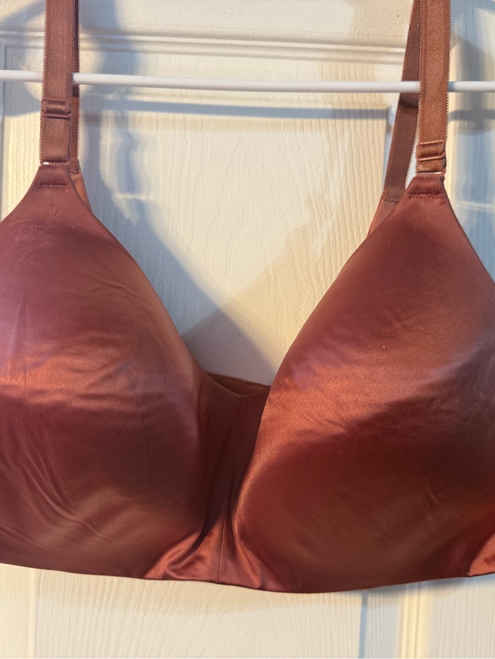 Smooth Satin Wireless Bra in Rust - Torrid 44 C